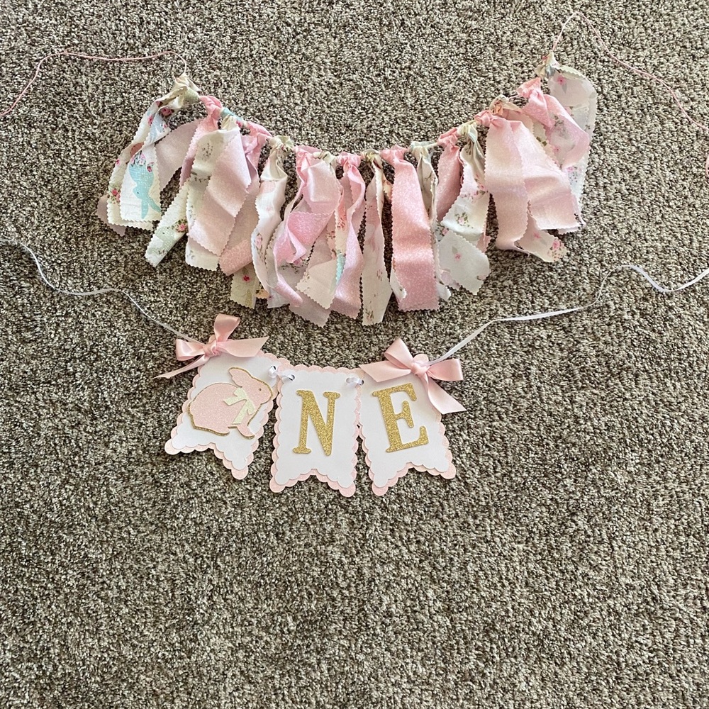 First birthday Bunny high chair banner